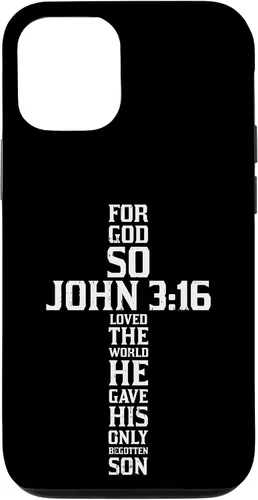 Vista 26 de iPhone 16 Cross John 3:16 Verso Biblia Dios Jesús Fe Cristiano Estuche de regalo