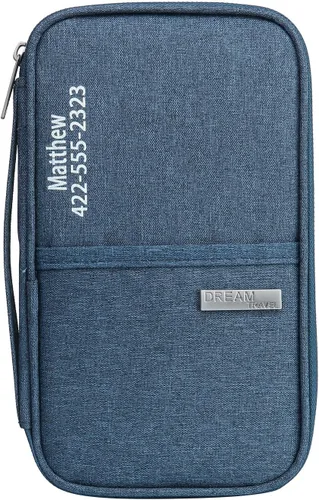 Vista 9 de Gemszoo Cartera personalizada para pasaporte de viaje con nombre, organizador de documentos personalizado para pasaporte, bolsa de mano, tarjetas
