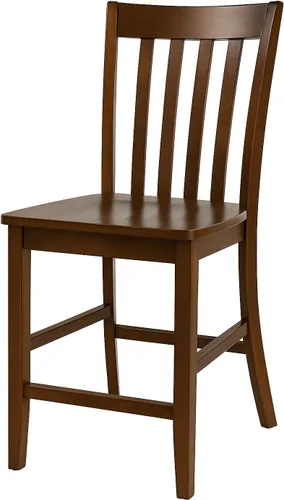 Vista 6 de CARTESIAN Juego de comedor de 9 piezas de altura de mostrador, nogal, construcción de madera maciza, mesa cuadrada con hoja de extensión, 8