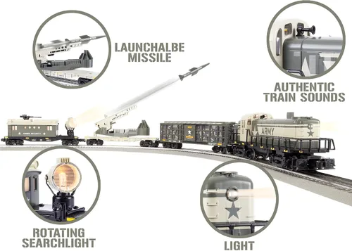 Vista 8 de Lionel Army Freight Electric O Gauge Bluetooth 5.0 Set de Tren Eléctrico con Control Remoto