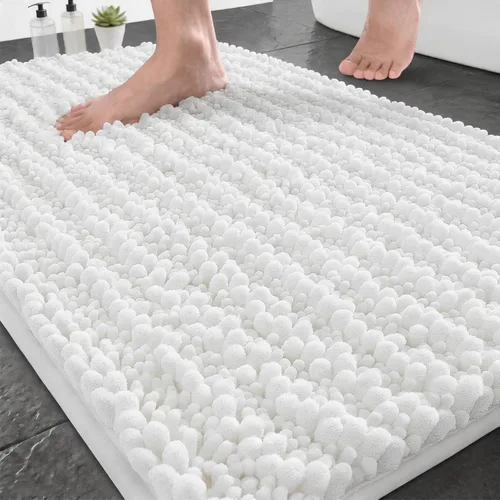 Vista 84 de Yimobra Alfombras de Baño Antideslizantes Lavables - Alfombra de Baño de Chenilla Ultra Suave Absorbente, Alfombra Peluda de Secado Rápido para Negro
