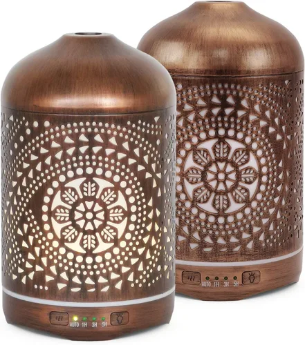 Vista 6 de Earnest Living Difusor de aceite esencial Difusor de metal, temporizadores de 8.5 fl oz, luces nocturnas y función de apagado automático
