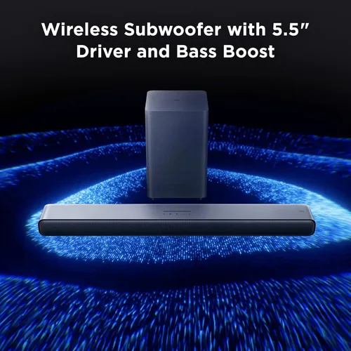 Vista 10 de TCL Barra de sonido S55H 2.1 con subwoofer inalámbrico para Smart TV Dolby Atmos DTS:X Calibración automática de sala Audio de cine en casa