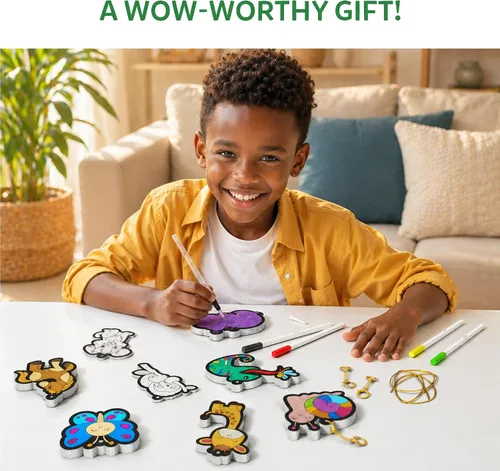 Vista 8 de Skillmatics Aqua Puffs - Kit de arte 3D, animales, pintura sin desorden por números, manualidades para niños, actividades de color de bricolaje