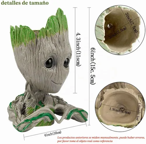 Vista 5 de Abomet Groot - Maceta para suculentas, 6 x 4 pulgadas, para plantas de interior, decoración de jardín, escritorio, soporte para lápices Groot