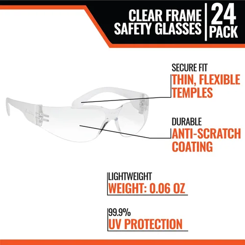Vista 4 de Gafas de seguridad – ANSI Z87+ Clasificación UV Gafas de protección ocular para construcción, fabricación, resistente a los arañazos