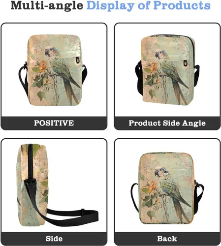 Vista 4 de Boho Vintage Parrot small messenger bag for women Small Crossbody Bags For Women Woman Cross Body Purse Ladies Shoulder Handbags Adjustable Strap