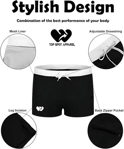 Vista 4 de Traje de baño de corte cuadrado para hombre y traje de arrastre, bolsillo trasero