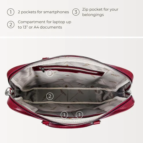 Vista 5 de Time Resistance Maletín de cuero - Bolso italiano de cuero de grano completo - Bolso de cuero genuino para portátil - Maletín para hombre y mujer