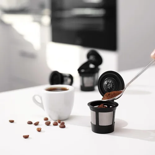 Vista 7 de 4 tazas K reutilizables negras para cafeteras Keurig, compatibles con K-Express, K-Elite, K-Select, K-Classic, K-Mini, K-Compact