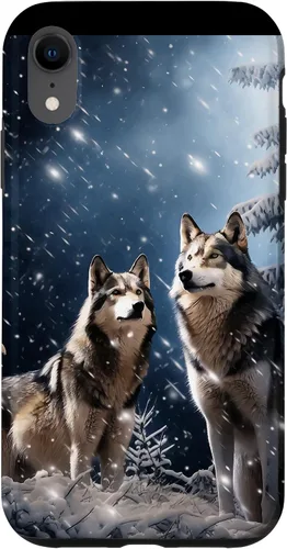 Vista 25 de Wolves Christmas Wolf Snowy Winter Forest Snowflakes Case para iPhone 16