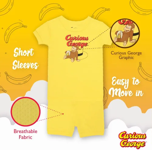 Vista 4 de Curious George Conjunto de pijama de algodón orgánico de 2 piezas para niña