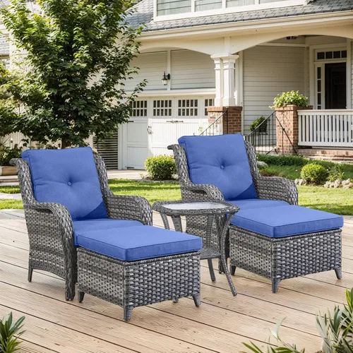 Vista 74 de Belord Mesa auxiliar pequeña para exteriores, mesa de mimbre de vidrio templado, mesa de centro impermeable para patio, mesa auxiliar de ratán