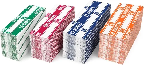 Vista 9 de THEBLUETOUCH 100 unidades de envoltorios de monedas de Penny, colores brillantes e impresión clara, rollos de monedas planos blancos para monedas