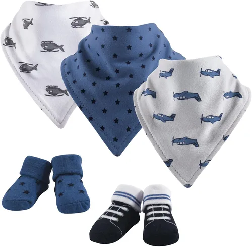 Vista 216 de Hudson Baby Conjunto de babero y calcetines unisex de algodón para bebé