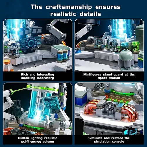 Vista 2 de Juego de bloques de construcción de globo de estación espacial 1793PCS para Azul