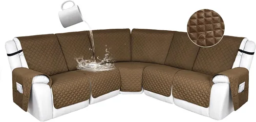 Vista 165 de HDCAXKJ Fundas de sofá seccional reclinable 100% impermeable, forma de L, funda de sofá reclinable lavable acolchada suave para mascotas, perro