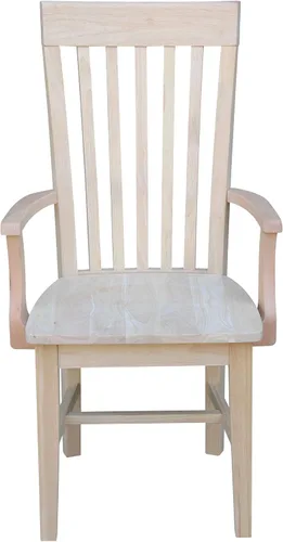 Vista 8 de IC International Concepts, Silla de misión alta con brazos 40 "H, sólido Parawood sillas de comedor, construcción de asiento de caja, muebles