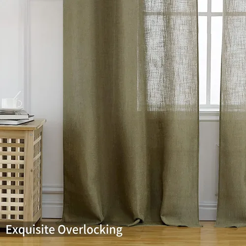 Vista 6 de Fashionwu Cortinas de lino para ventana, cortinas de filtrado de luz, cortinas rústicas para decoración del hogar, paneles de protección