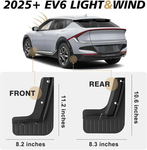 Vista 2 de BestEvMod Accesorios para guardabarros EV6 no GT, guardabarros de protección contra salpicaduras (juego de 4) guardabarros sin necesidad de taladrar