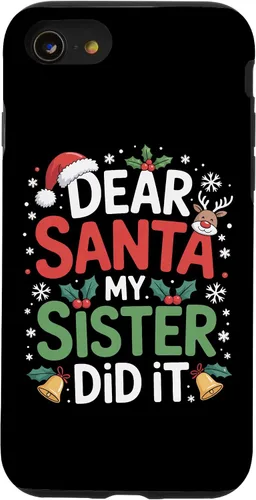 Vista 18 de Dear Santa My Sister Did It Christmas Sibling Humor Parents Case for iPhone 16