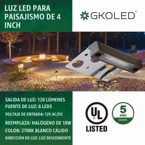Vista 2 de GKOLED Paquete de 8 luces de paisaje duro de 4 pulgadas con 30 conectores de cable alargado impermeables