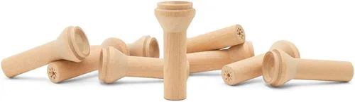 Vista 13 de Chimeneas de madera sin terminar, 1-1/2 pulgadas, parte de tren de madera sin terminar para manualidades, paquete de 25 pequeñas chimeneas de madera