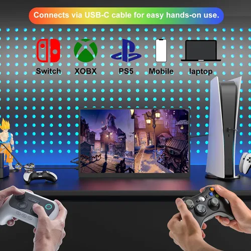 Vista 9 de IBW Monitor portátil pequeño de 10.5 pulgadas, 500 liendres 2000:1, pantalla FHD 1280P IPS, mini monitor ultradelgado con soporte y altavoz doble
