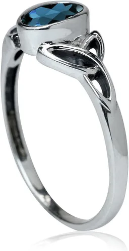 Vista 3 de Silvershake Anillo de plata de ley 925 con piedra natal ovalada de 7x5MM con nudo de trinidad celta triquetra