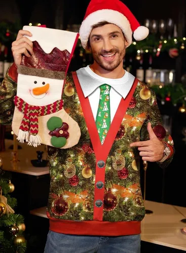 Vista 8 de Arvilhill Sudaderas de manga larga con estampado en 3D de Navidad para hombre