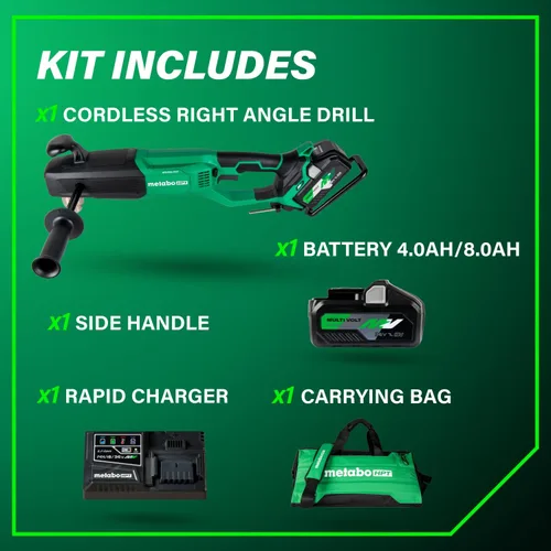 Vista 8 de Metabo HPT - Kit de taladro inalámbrico de ángulo recto de 36 V, portabrocas de 1/2 pulgada, D36DYA