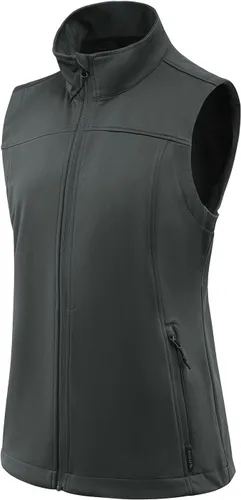 Vista 2 de baleaf Chaleco ligero Softshell sin mangas para mujer, resistente al viento, cuello alto con bolsillos con cremallera, correr, senderismo, golf