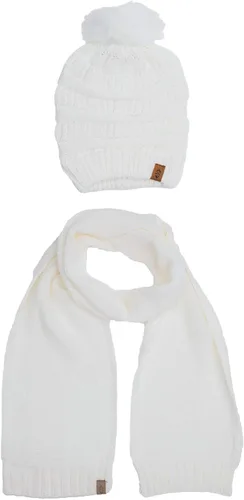 Vista 2 de Free Country Bufanda y gorro de punto a juego conjunto térmico de invierno con pompones holgados para mujer