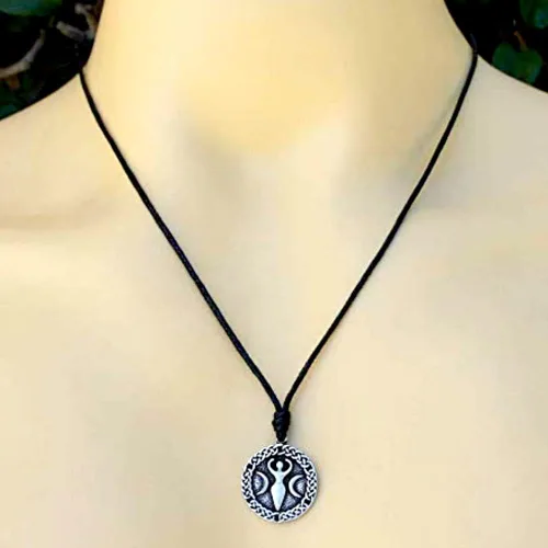 Vista 3 de Deidad Lunar Selene Artemis Luna Diosa Celta Magia Pagana Wicca Joyería Wicca Collar Colgante de Peltre Dinero de la fortuna Amuleto Protección