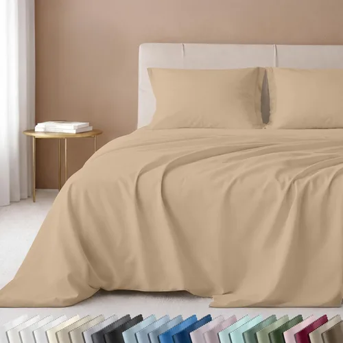 Vista 44 de California Design Den Juego de sábanas de lujo tamaño King - 100% algodón, 600 número de hilos, sábanas King de bolsillo profundo, ropa de cama