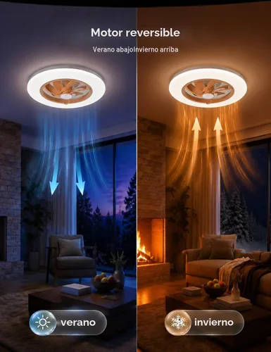 Vista 7 de Ventilador de Techo Orison con Luz - Ventilador de Techo Moderno de Montaje Empotrado Cerrado 57 cm LED Atenuable sin Aspas con Control Remoto