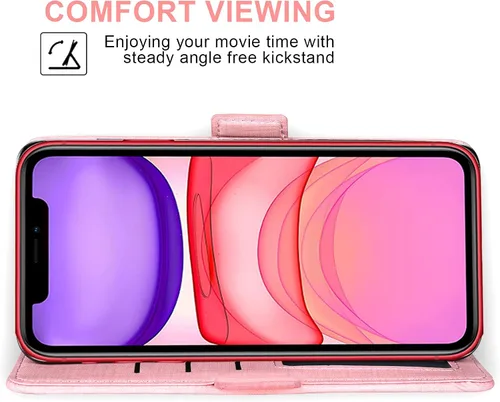Vista 3 de Asuwish Compatible con iPhone 12 Mini 5.4 Funda tipo cartera de vidrio templado y tapa abatible, accesorios para teléfono celular, fundas