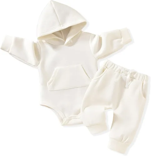 Vista 24 de Aalizzwell Conjunto de sudadera con capucha de invierno para bebé infantil Albaricoque