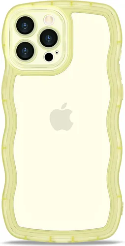 Vista 67 de Anuck Funda para iPhone 13 Pro con borde ondulado, diseño trasero transparente, agarre antideslizante, forma de marco rizado ondulado, a prueba