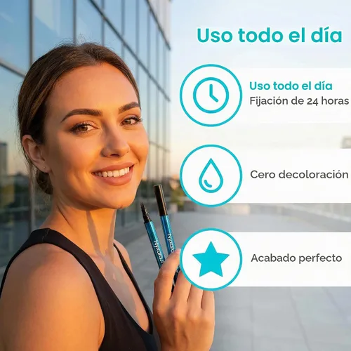 Vista 3 de Lápiz profesional de cejas de 4 puntas, lápiz líquido impermeable para cejas, precisión de punta fina, larga duración, 0.0 fl oz (1 # marrón claro)