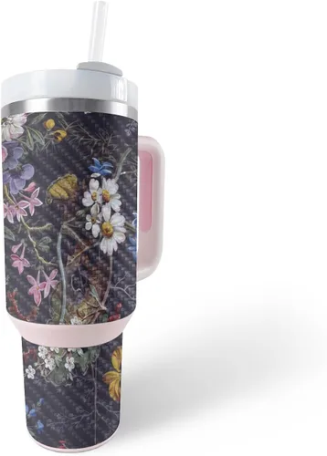 Vista 19 de MightySkins - Funda de fibra de carbono compatible con el vaso Stanley The Quencher H2.0 FlowState de 40 onzas, vida útil, acabado de fibra
