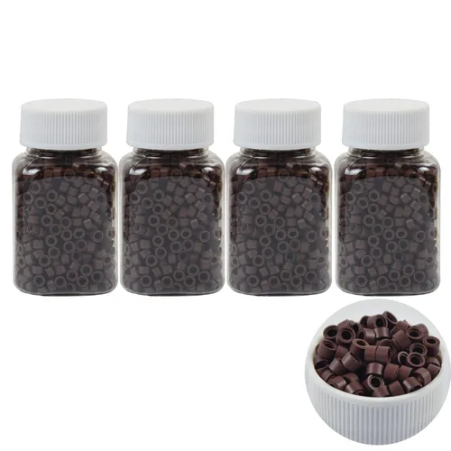 Vista 24 de 500 cuentas de micro anillos forradas de silicona de 0.197 in para extensiones de cabello con punta I (negro)