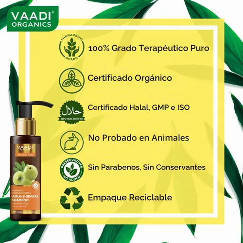 Vista 5 de Amla with Shikakai & Reetha Shampoo - Champú para el control de caídas del cabello - Champú de hierbas totalmente naturales - Champú para la caída