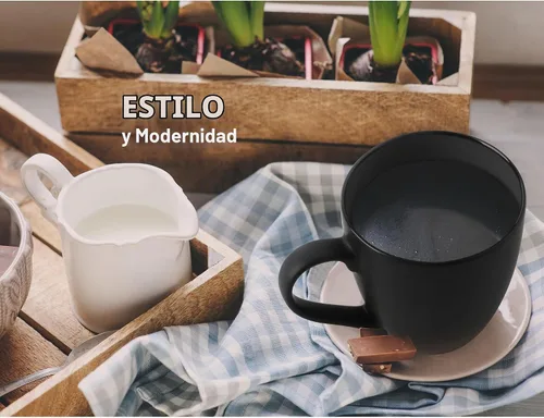 Vista 4 de MIAMIO - Juego de 6 tazas de café (12 onzas) - Colección Le Papillon (negro) Tazas de café de cerámica modernas para café, capuchino y té, aptas