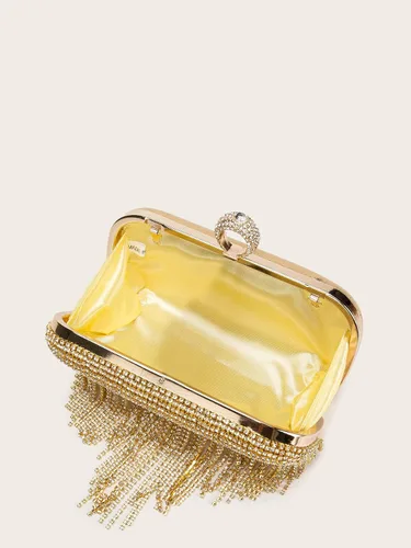 Vista 7 de LETODE Bolso de mano de lujo con borlas para mujer, bolso de mano de imitación para boda