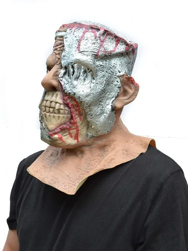 Vista 8 de Acid Tactical Máscara de Halloween Cyborg Terminator cabeza de metal realista disfraz de látex zombi
