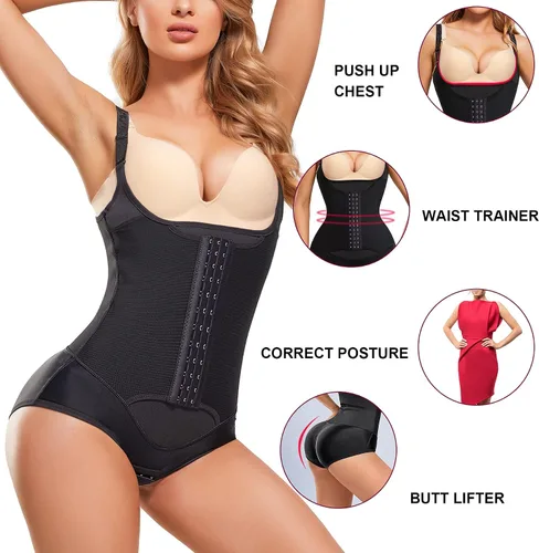Vista 4 de REYEOGO Entrenador de cintura para mujer, moldeador de cuerpo firme, levantador de glúteos, control de abdomen, faja adelgazante