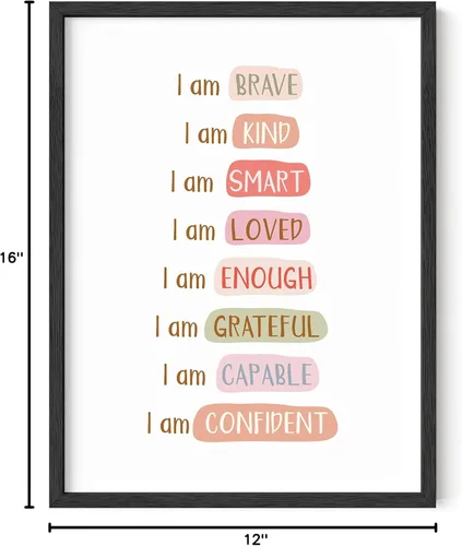 Vista 8 de HAUS AND HUES Arte de pared con citas inspiradoras, carteles motivacionales para aula, regalos de atención plena, afirmaciones de amor propio