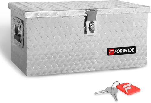 Vista 11 de FORWODE Caja de herramientas de aluminio de 20 pulgadas para camión, caja de herramientas con cerradura, caja de almacenamiento impermeable con Negro