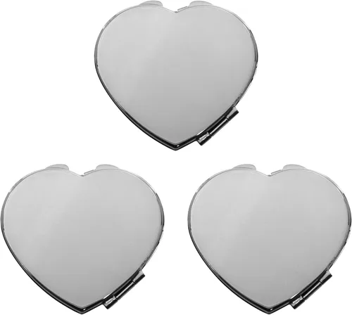 Vista 7 de Stephanie Imports Juego de 3 espejos compactos delgados con aumento de doble cara en forma de corazón
